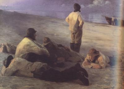 Fishermen on the Skagen Beach (nn02), Peder Severin Kroyer